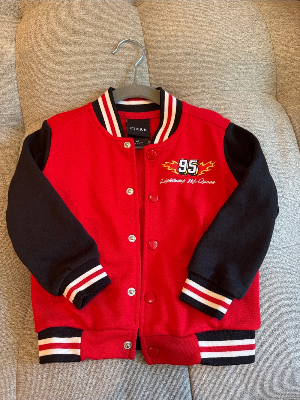Pixar Kids' Lightning McQueen Red & Black Varsity Jacket